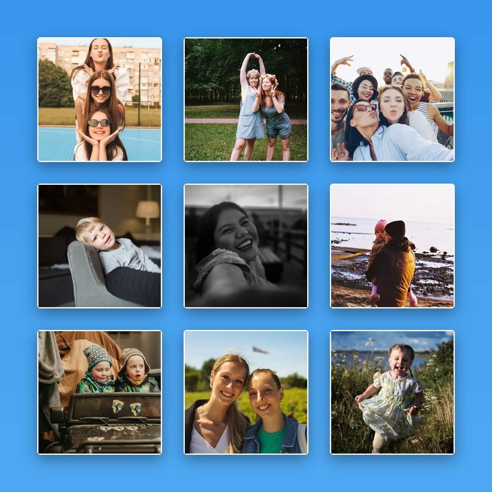 Personliga fotomagneter med egna bilder – 9-pack